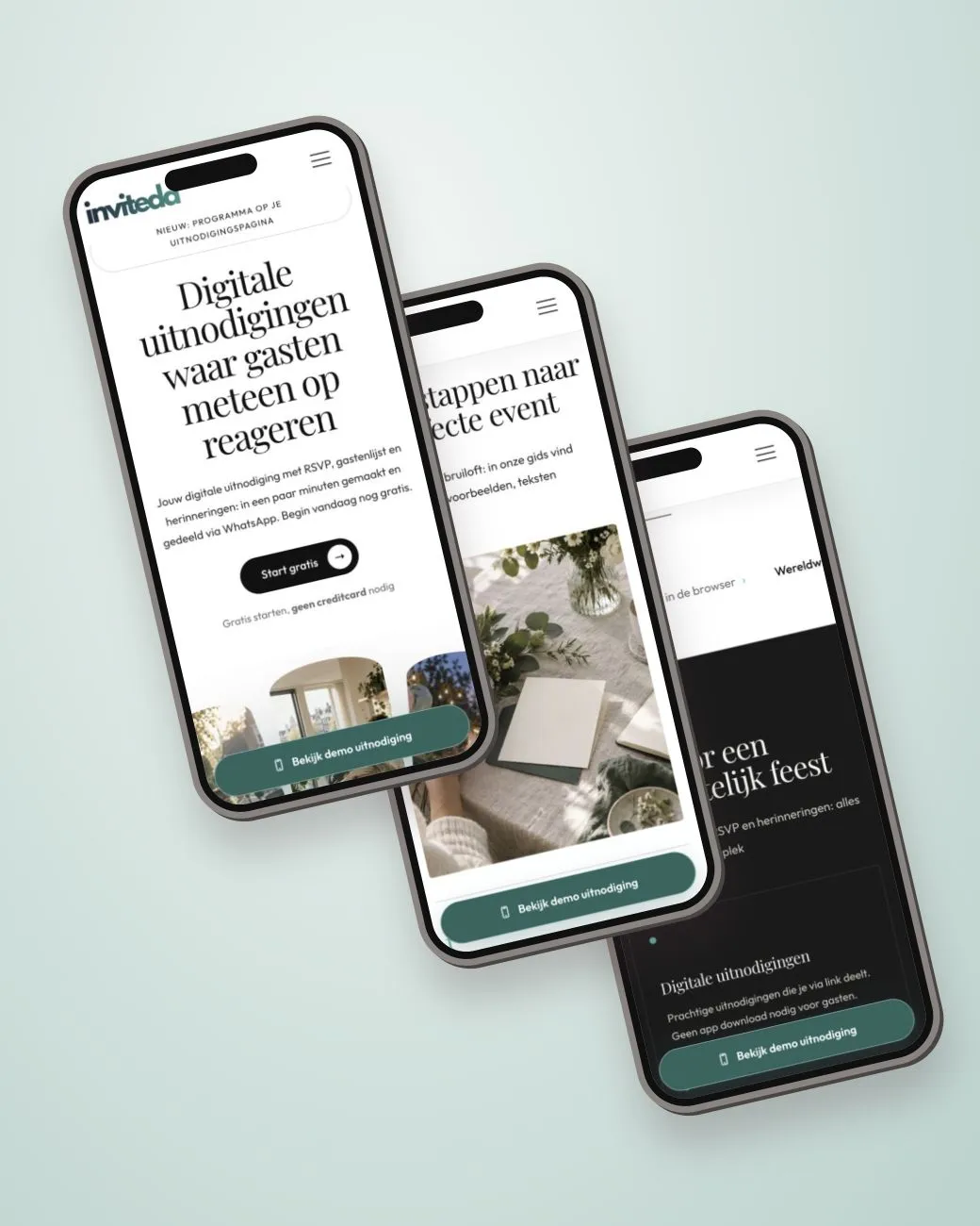 Drie mobiele Invitedd-schermen