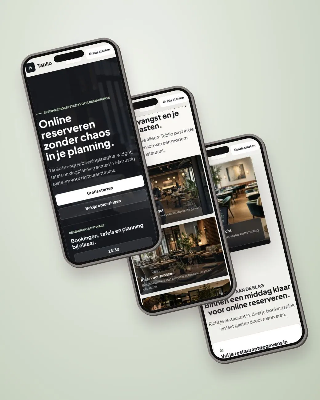 Drie mobiele Tablio-schermen